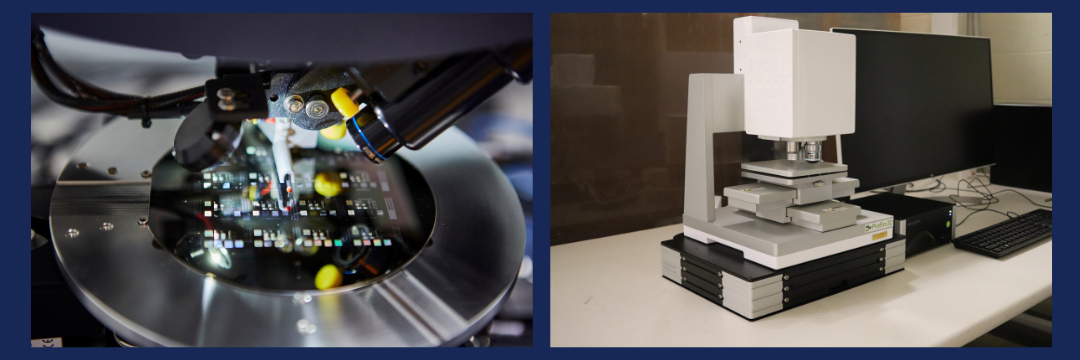 This shows an image of MMF"s Evovac and the second picture is of an employee holding a new silicon wafer.